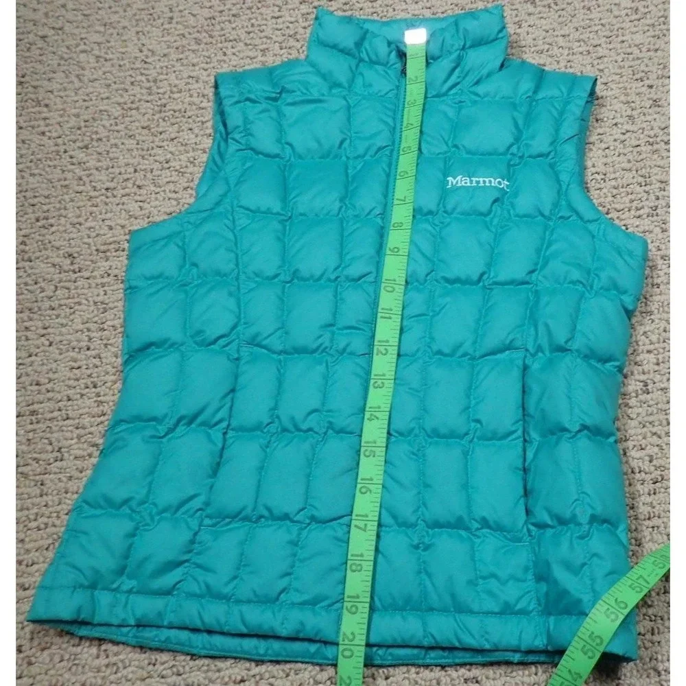 Marmot‎ Puffer Vest Girls Size Small Teal Blue Excellent Quilted Full Zip